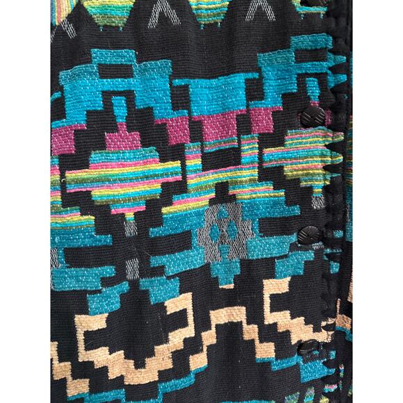 Vintage Jennifer & Grace Southwestern Aztec Woven Cotton Jacket Size Medium - Picture 5 of 16